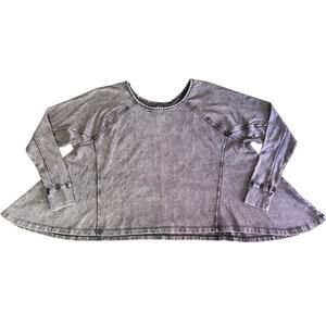 We the Free People Shirt Womens XS Gray Cupcake Sunrise Pullover Acid Wash